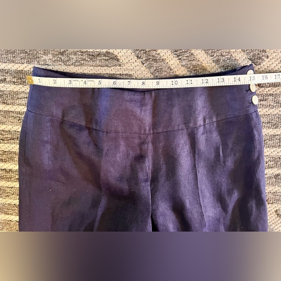 LAUREN Ralph Lauren Sz 4 Nautical Navy Blue Linen Wide Leg Lined Pants Orig$200 - Picture 5 of 8